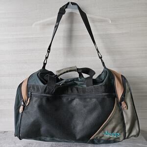 Jeep Vintage 90s‎ Patch Logo Travel Equipment Large 24" Duffle Bag Green And Tan